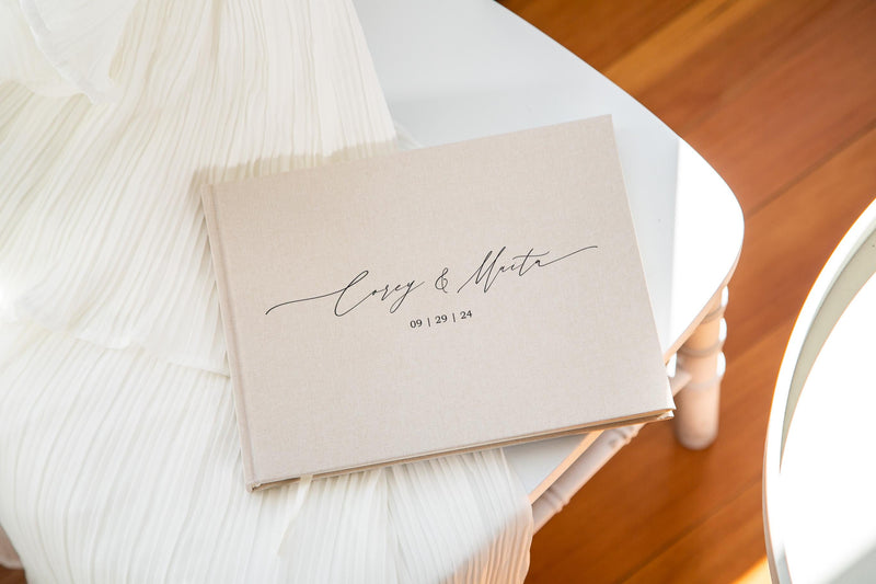 Real Linen Guest Book - 9.5 x 7" (Design 1)