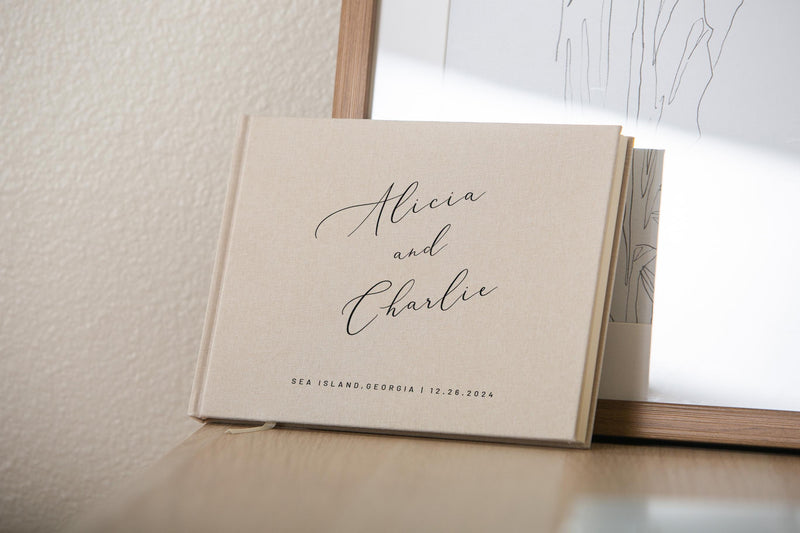 Real Linen Guest Book - 9.5 x 7" (Design 4)