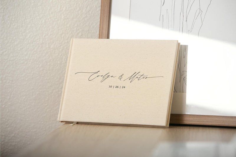 Real Linen Guest Book - 9.5 x 7" (Design 1)