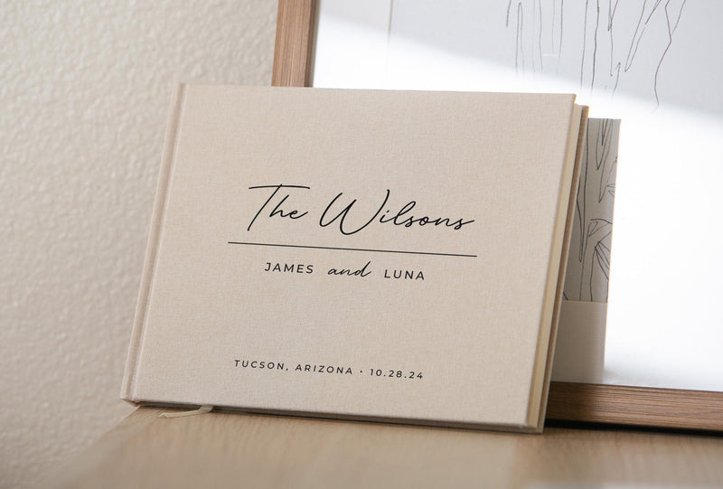 Real Linen Guest Book - 9.5 x 7" (Design 5)