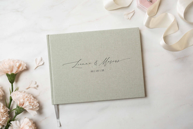 Real Linen Guest Book - 9.5 x 7" (Design 1)