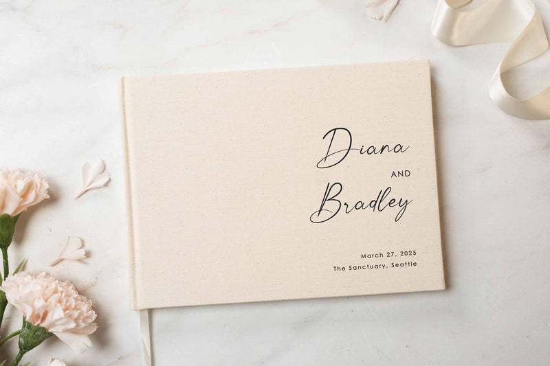 Real Linen Guest Book - 9.5 x 7" (Design 3)
