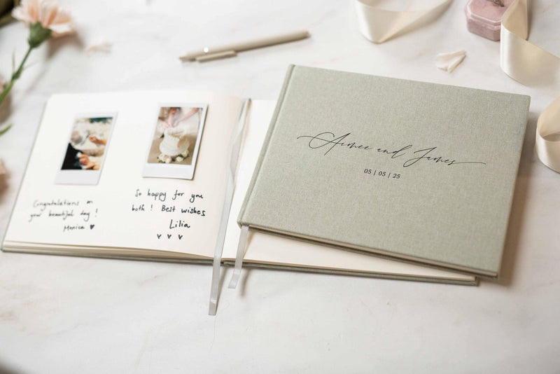 Real Linen Guest Book - 9.5 x 7" (Design 1)