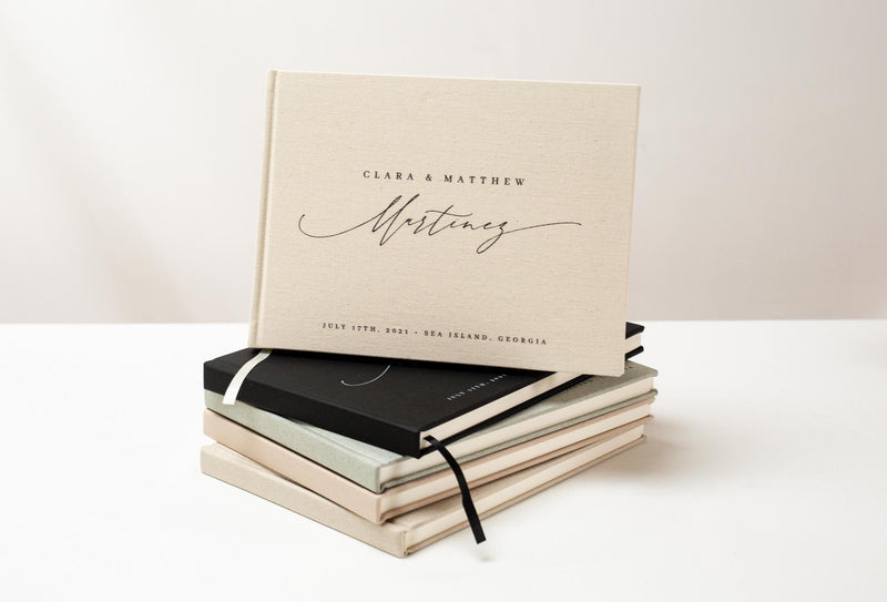 Real Linen Guest Book - 9.5 x 7" (Design 7)
