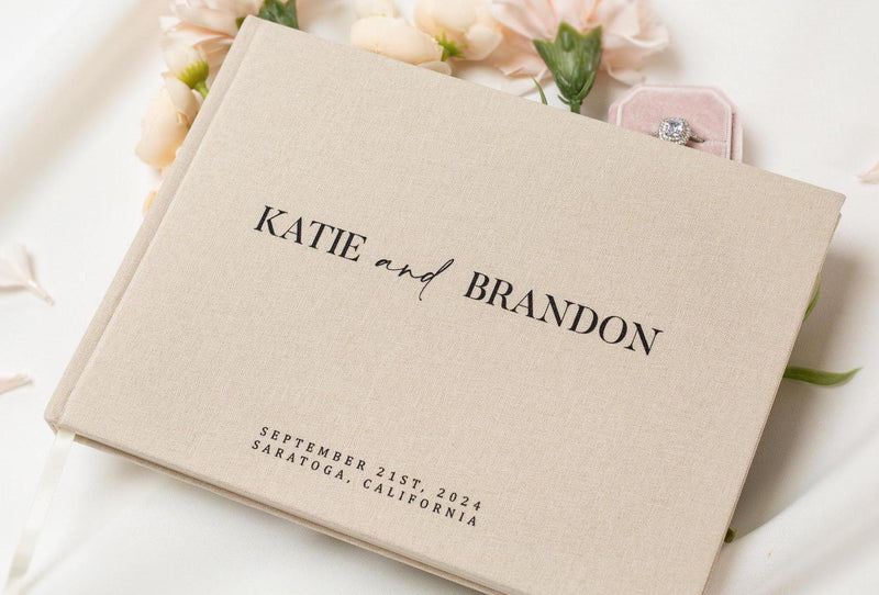 Real Linen Guest Book - 9.5 x 7" (Design 6)