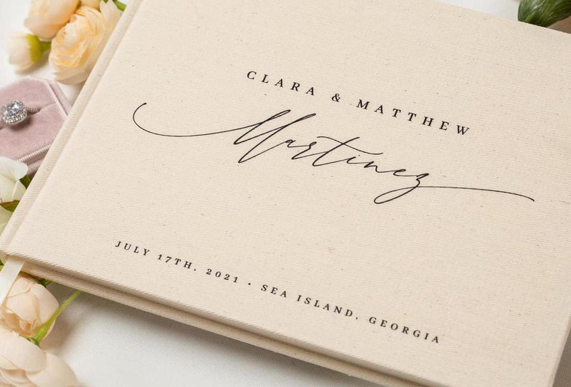 Real Linen Guest Book - 9.5 x 7" (Design 7)