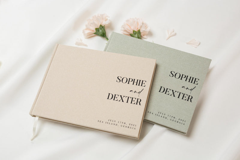 Real Linen Guest Book - 9.5 x 7" (Design 8)