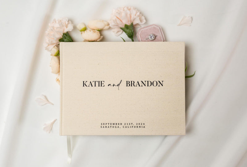 Real Linen Guest Book - 9.5 x 7" (Design 6)