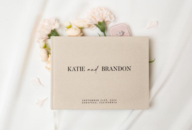 Real Linen Guest Book - 9.5 x 7" (Design 6)