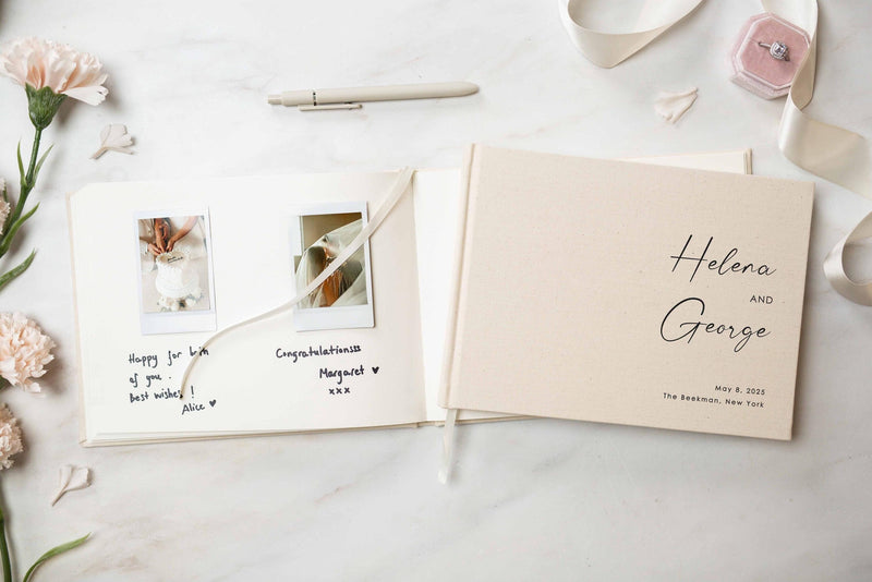 Real Linen Guest Book - 9.5 x 7" (Design 3)