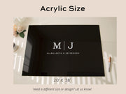 Wedding Guest Book Alternative (Black) w/ Optional 3D Monogram - Personalized Acrylic Plaque Guestbook, Wedding Reception Decor Signage