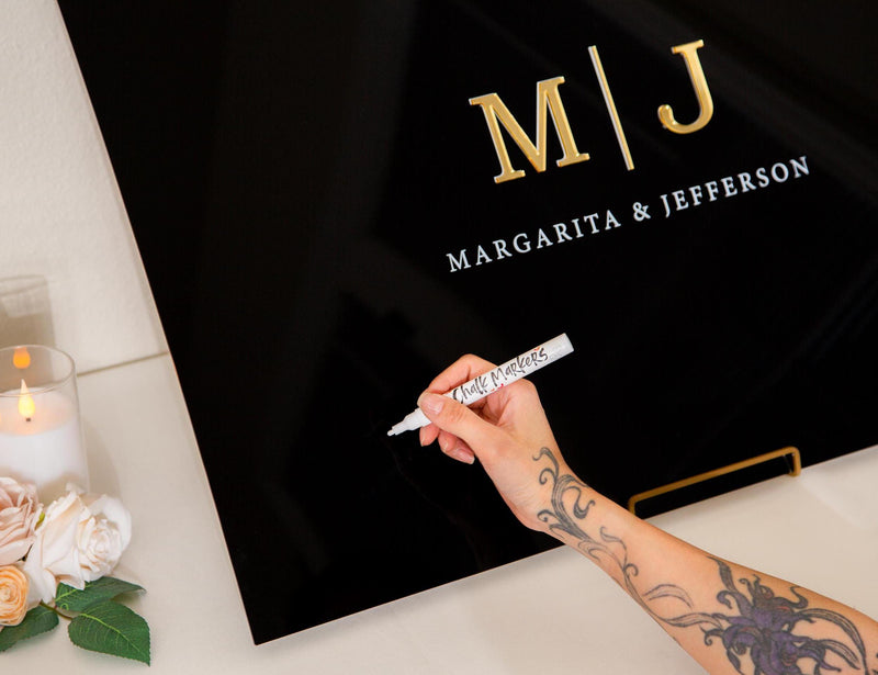 Wedding Guest Book Alternative (Black) w/ Optional 3D Monogram