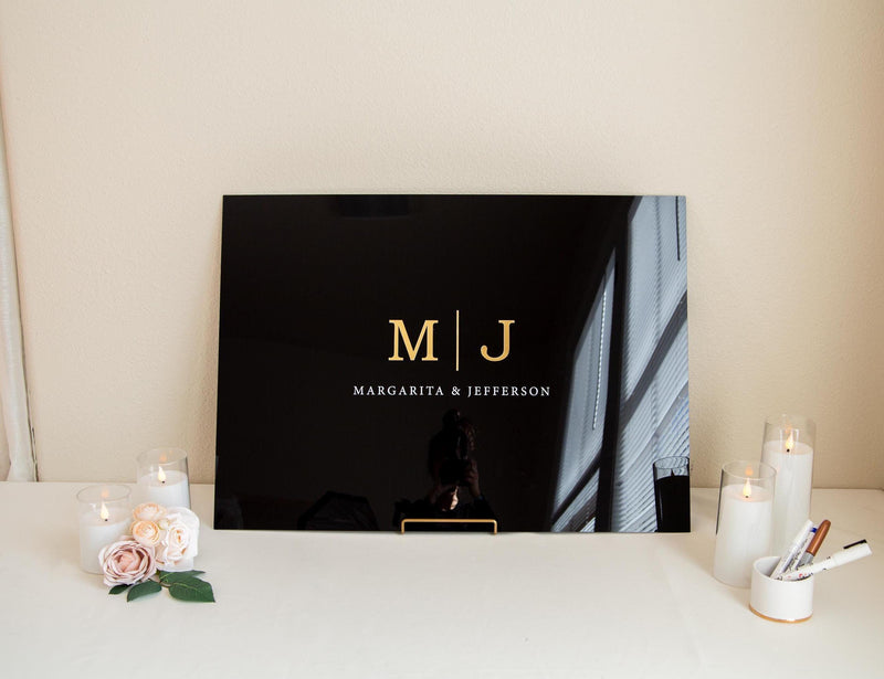 Wedding Guest Book Alternative (Black) w/ Optional 3D Monogram