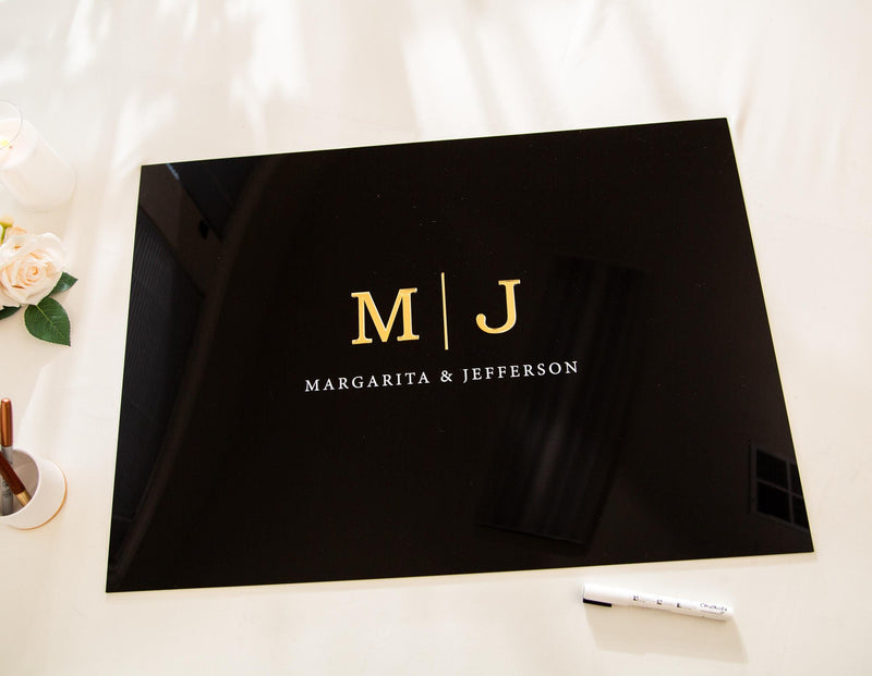 Wedding Guest Book Alternative (Black) w/ Optional 3D Monogram
