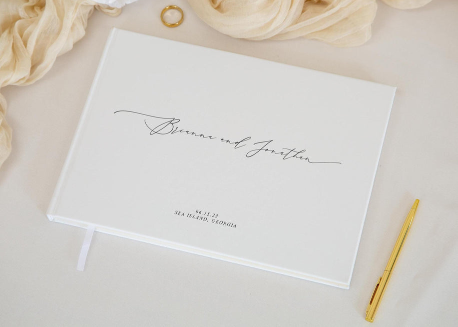 Personalized Guestbook + 2 Vow Books Set in Eggshell