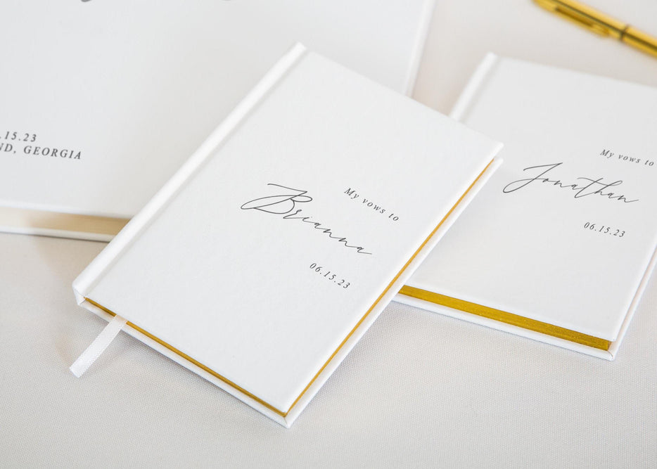 Personalized Guestbook + 2 Vow Books Set in Eggshell
