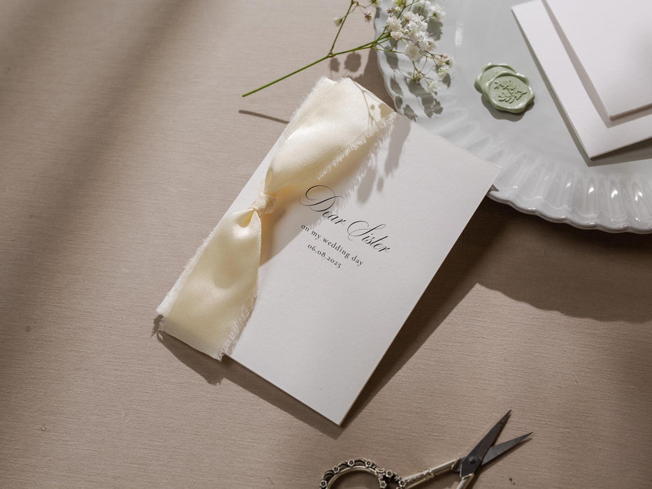 Wedding day folded card w/ envelope (d3) - thank you cards to family bridal party bridesmaid mom dad mil fil moh parents gift 4.5x6.25"