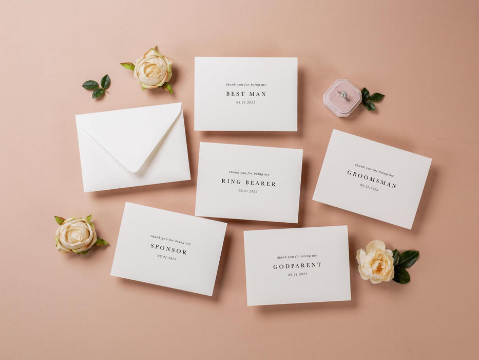 Wedding day folded card (d5) - custom personalized thank you for being my groomsman best man woman from groom bride with envelope 4.5x6.25"
