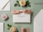 Wedding day folded card w/ envelope (d5) - custom dated thank you for being my godparent sponsor from couple with envelope 4.5x6.25"
