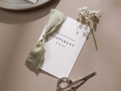 Wedding day folded card w/ envelope (d5) - custom dated thank you for being my godparent sponsor from couple with envelope 4.5x6.25"