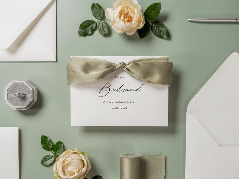 Wedding day folded card w/ envelope (d2) - to my best friend maid of honor bridesmaid on my wedding day custom card with envelope thank you