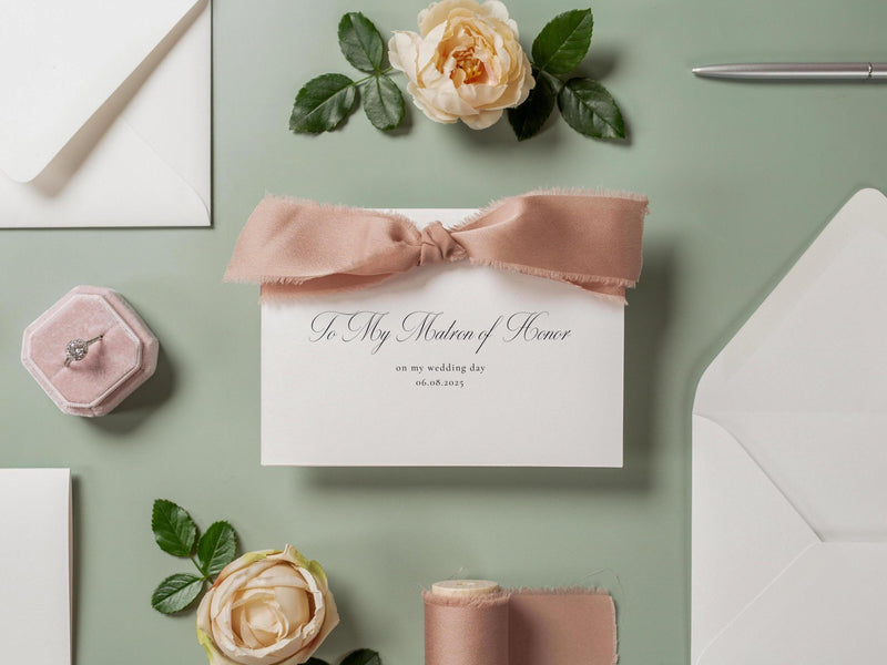 Wedding day folded card w/ envelope (d3) - thank you cards to family bridal party bridesmaid mom dad mil fil moh parents gift 4.5x6.25"