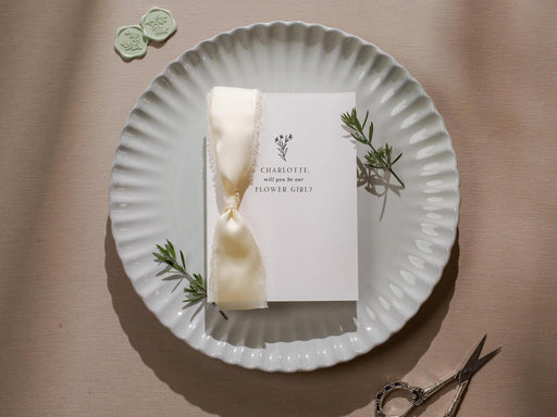 Will You Be My? Proposal Cards w/ Ribbon (D6) - Bridesmaid, Maid of Honor, Groomsman, Flower Girl, Officiant, Wedding Party, 4.5x6.25"