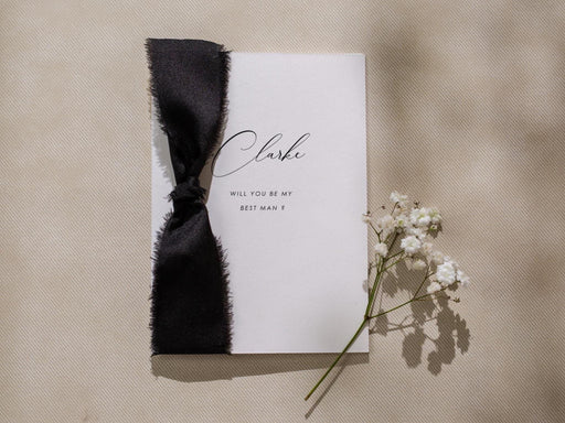 Will You Be My? Proposal Cards w/ Ribbon (D7) - Maid of Honor, Groomsmen, Flower Girl, Ring Bearer, Wedding Party, 4.5x6.25"