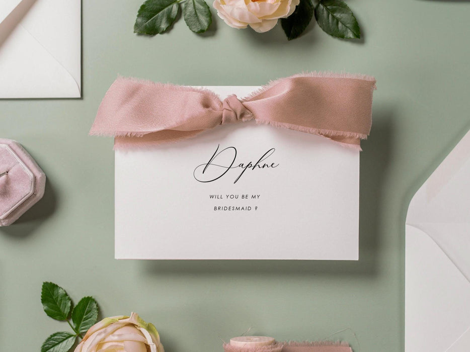 Will You Be My? Proposal Cards w/ Ribbon (D7) - Maid of Honor, Groomsmen, Flower Girl, Ring Bearer, Wedding Party, 4.5x6.25"