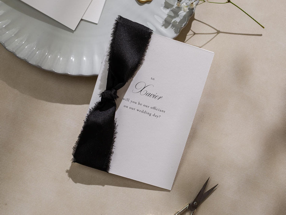 Will You Be My? Proposal Cards w/ Ribbon (D8) - Bridesmaid, Maid of Honor, Groomsman, Flower Girl, Officiant, Wedding Party, 4.5x6.25"