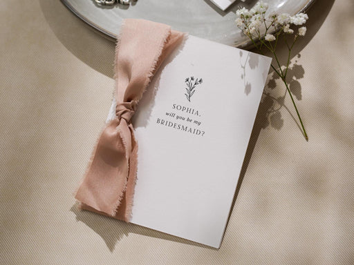 Will You Be My? Proposal Cards w/ Ribbon (D6) - Bridesmaid, Maid of Honor, Groomsman, Flower Girl, Officiant, Wedding Party, 4.5x6.25"