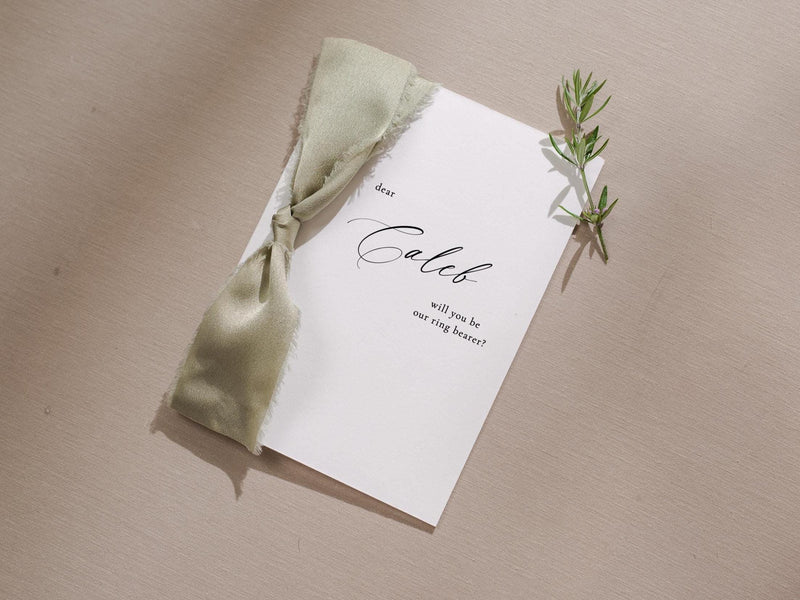 Will You Be My? Proposal Cards w/ Ribbon (D9) - Ring Bearer, Bridesmaid, Maid of Honor, Groomsmen, Officiant, Wedding Party, 4.5x6.25"