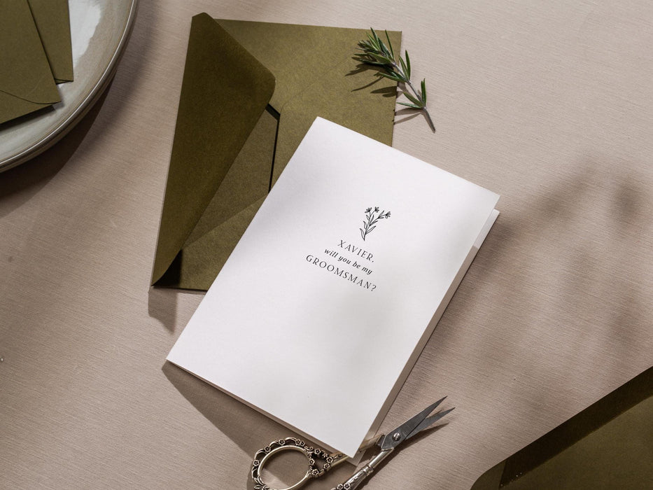 Will You Be My? Proposal Cards w/ Envelope (D6) - Bridesmaid, Maid of Honor, Groomsman, Flower Girl, Officiant, Wedding Party, 4.5x6.25"