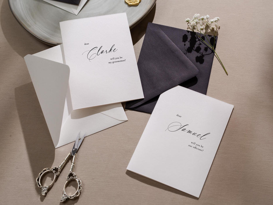 Will You Be My? Proposal Cards w/ Envelope (D9) - Flower Girl, Bridesmaid, Maid of Honor, Best Man, Officiant, Wedding Party, 4.5x6.25"