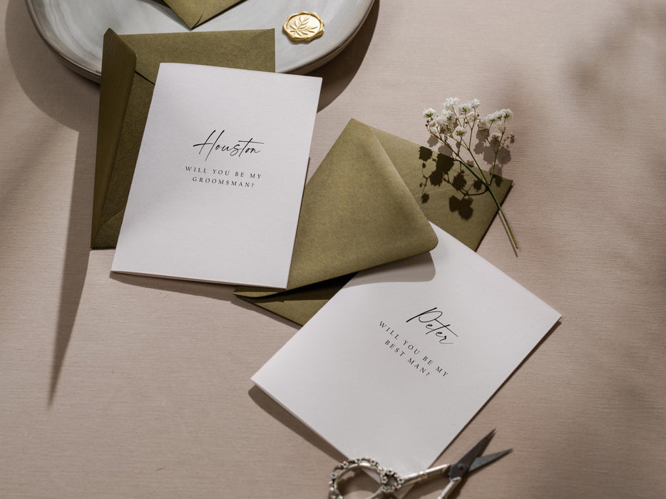 Will You Be My? Proposal Cards w/ Envelope (D10) - Bridesmaid, Maid of Honor, Groomsman, Flower Girl, Officiant, Wedding Party, 4.5x6.25"