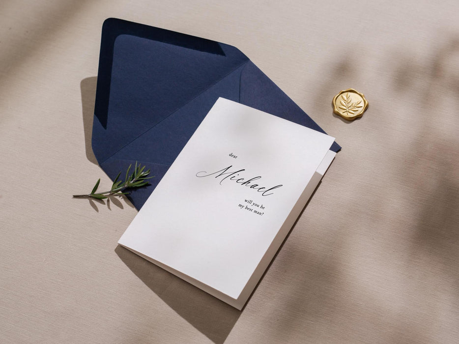 Will You Be My? Proposal Cards w/ Envelope (D9) - Flower Girl, Bridesmaid, Maid of Honor, Best Man, Officiant, Wedding Party