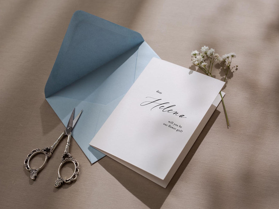 Will You Be My? Proposal Cards w/ Envelope (D9) - Flower Girl, Bridesmaid, Maid of Honor, Best Man, Officiant, Wedding Party