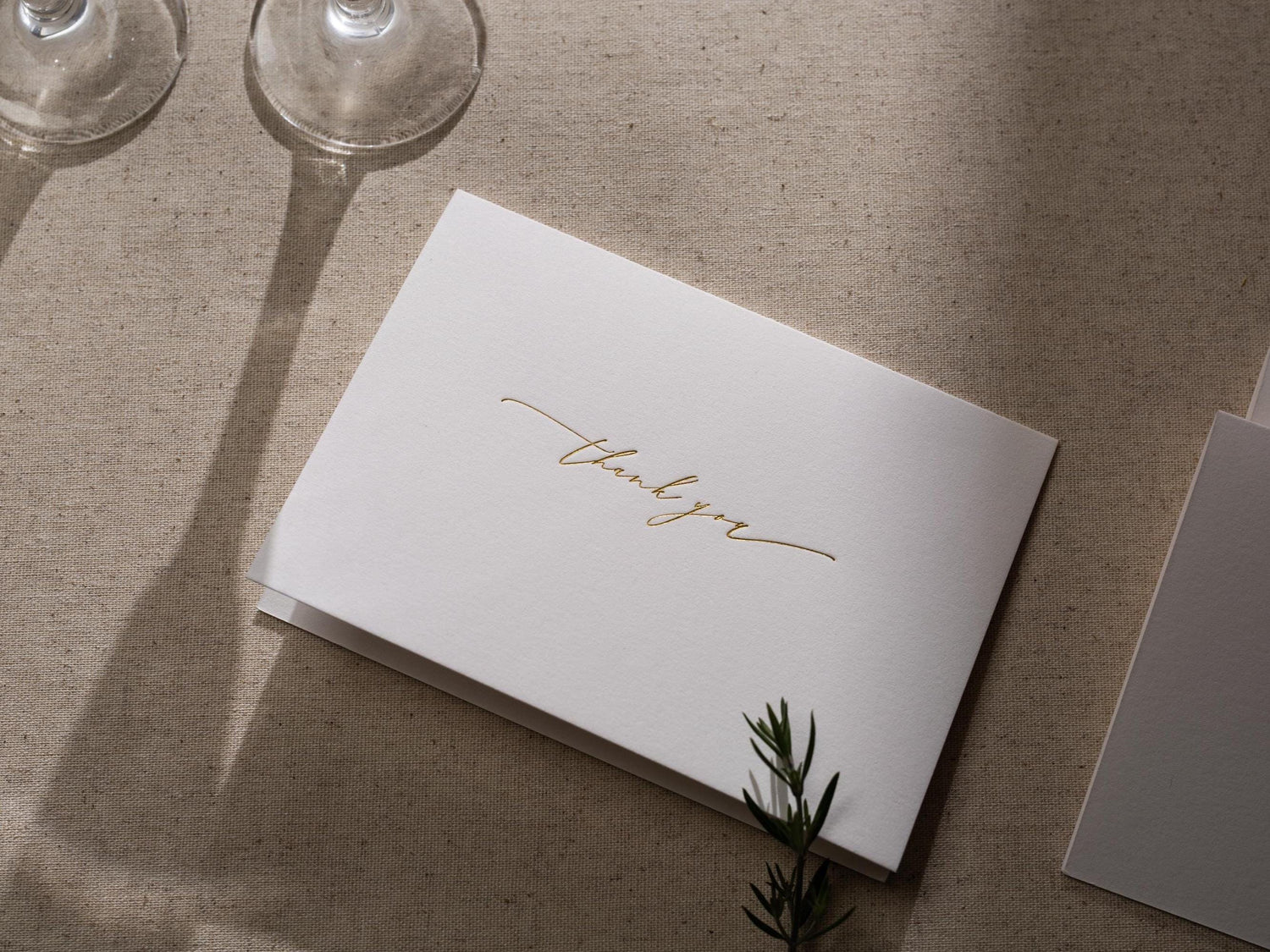 Gold Embossed Folded Card w/ Envelope (TY1) - 4.5 x 6.25 Modern Minimalist Letter Stationery Set Thank You Notes Engagement Wedding Shower