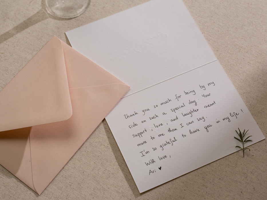 Gold Embossed Folded Card w/ Envelope (Bridesmaid) - Will You Be My Bridesmaid Proposal Card Minimalist Golden Letter Wedding Stationery