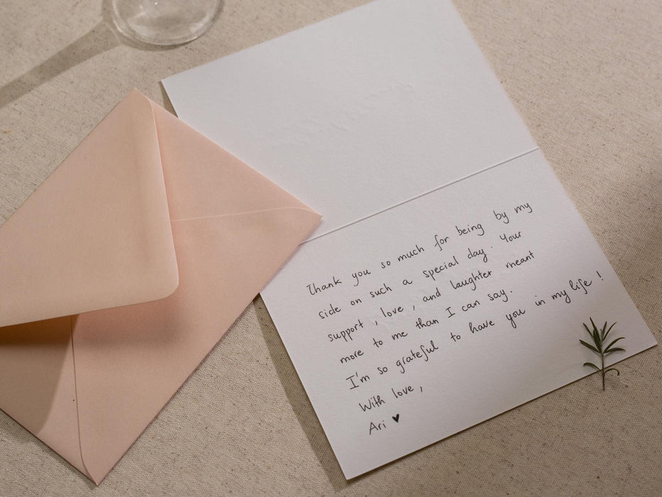 Gold Embossed Folded Card w/ Envelope (TY2) - 4.5 x 6.25 Classic Stationery Foil Pressed Letter Set Thank You Note Wedding Bridal Shower