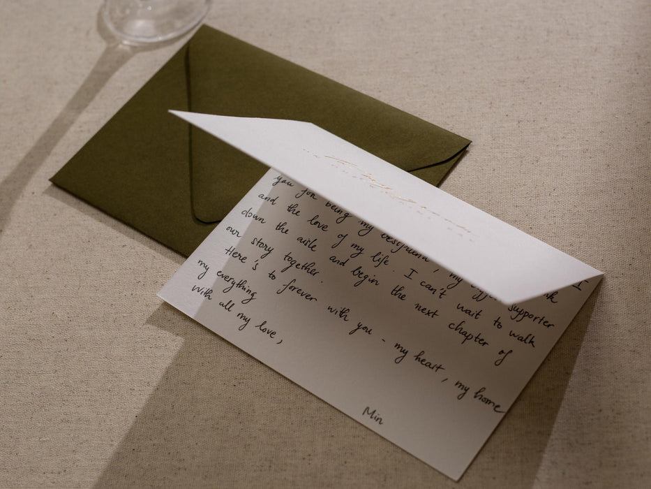 Gold Embossed Folded Card w/ Envelope (Groom) - To My Groom on Our Wedding Day Card Letters From The Bride Minimalist Wedding Stationery