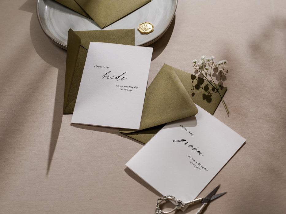Wedding day folded card (d4) - to my husband wife groom bride love on our wedding day custom date on card includes envelope 4.5x6.25"