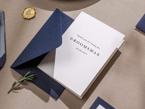 Wedding day folded card (d5) - custom personalized thank you for being my groomsman best man woman from groom bride with envelope 4.5x6.25"