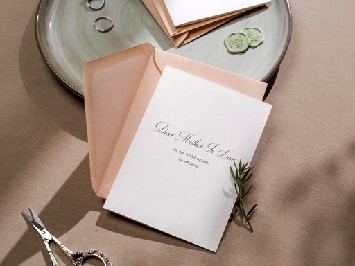 Wedding day folded card (d3) - thank you cards to family bridal party bridesmaid mom dad mil fil moh parents gift 4.5x6.25"