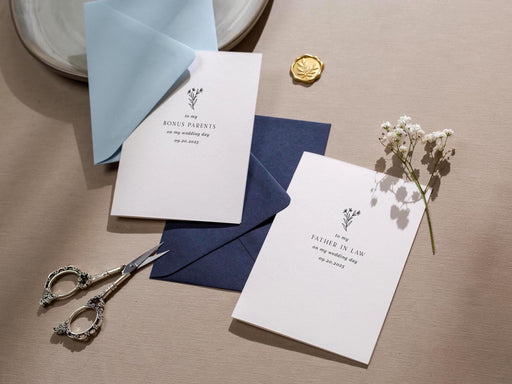 Wedding day folded card (d1) - thank you cards to family bridal party moh bridesmaid mom dad mil fil parents gift 4.5x6.25"
