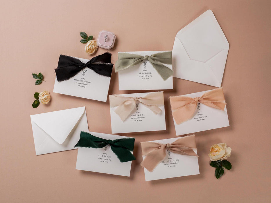 Wedding day folded card w/ envelope (d1) - thank you cards to family bridal party moh bridesmaid mom dad mil fil parents gift 4.5x6.25"