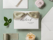 Wedding day folded card w/ envelope (d4) - to my husband wife groom bride on our wedding day custom date on card ribbon envelope 4.5x6.25"