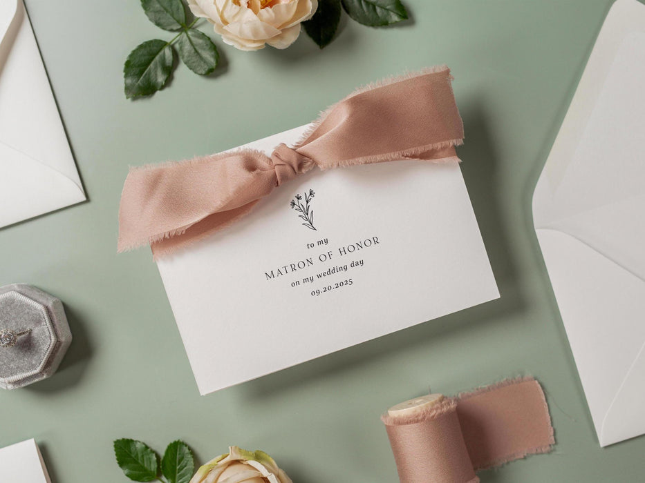 Wedding day folded card w/ envelope (d1) - thank you cards to family bridal party moh bridesmaid mom dad mil fil parents gift 4.5x6.25"