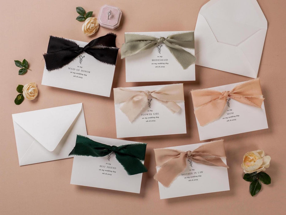 Wedding day folded card w/ envelope (d1) - thank you cards to family bridal party moh bridesmaid mom dad mil fil parents gift 4.5x6.25"