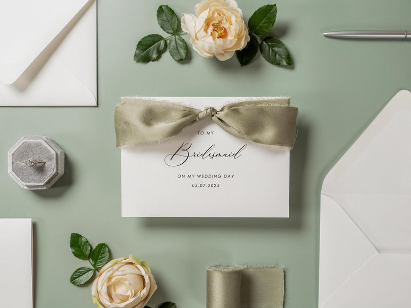 Wedding day folded card w/ envelope (d2) - to my best friend maid of honor bridesmaid on my wedding day custom card with date 4.5x6.25"